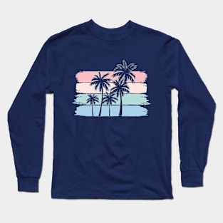 Palm Tree Tropical Beach Pastel Color Vacation Long Sleeve T-Shirt